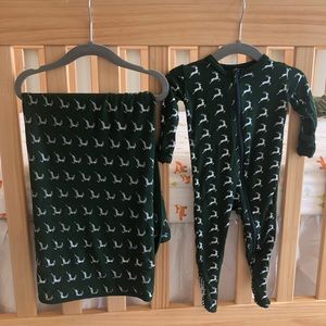 Kickee Pants onesie and swaddle.